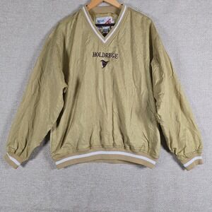 Pro Celebrity Mens Holdrege V-Neck Windbreaker Pullover Tan Sz M Water Repellent